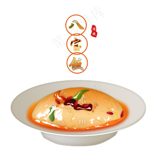 八宝饭春节习俗手绘,免抠元素