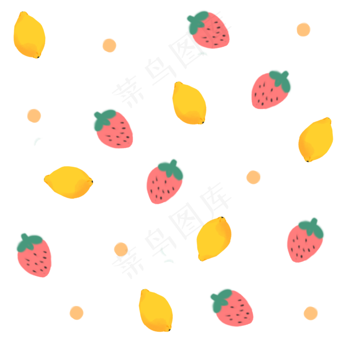夏天草莓柠檬水果清新底纹(2000X2000(DPI:300))psd模版下载