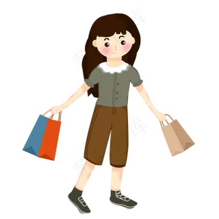 卡通双十一剁手女孩设计素材