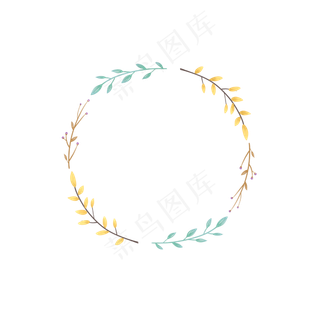 清新唯美花环边框,免抠元素