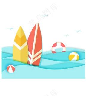 清新夏日海浪剪纸