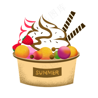 夏日清新水果巧克力冰激凌卡通素