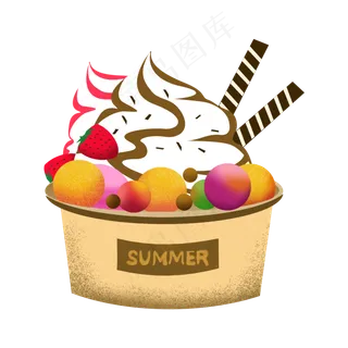 夏日清新水果巧克力冰激凌卡通素