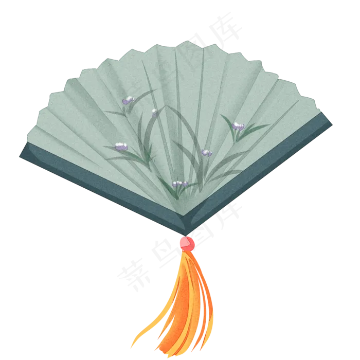 水彩中国风兰花折扇透明底免抠(2000X2000(DPI:299))psd模版下载