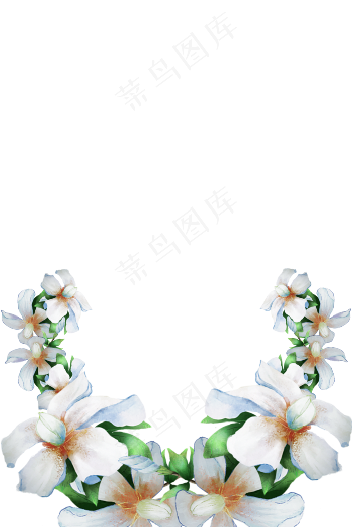 茉莉白色小花环形花朵边框装饰花