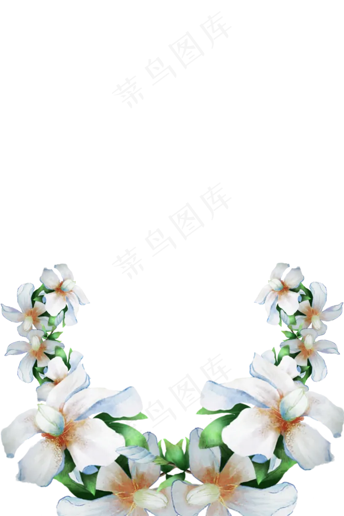茉莉白色小花环形花朵边框装饰花(3545X5315(DPI:300))psd模版下载