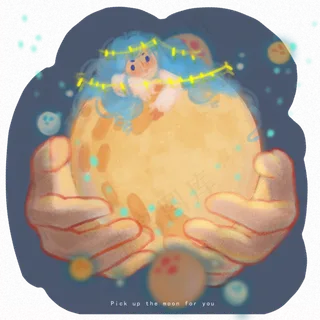 创意手幻想星球月亮PNG少女想象