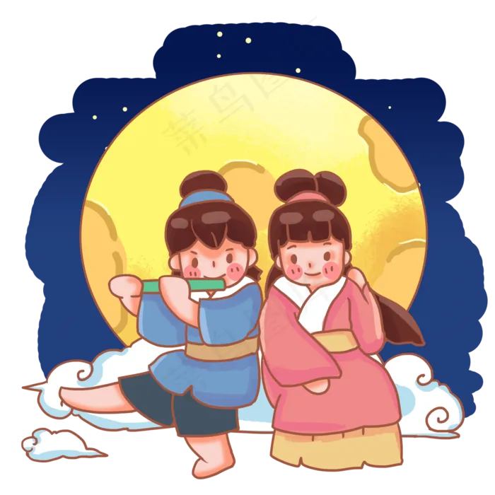 牛郎织女约会七夕,免抠元素