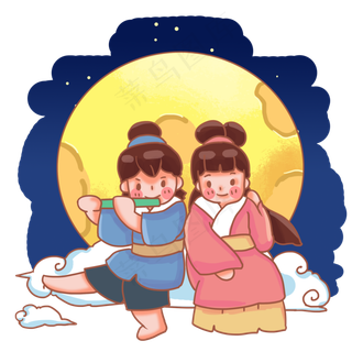牛郎织女约会七夕,免抠元素