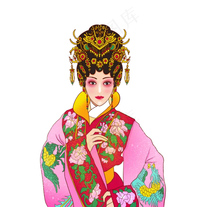 粤剧美女国潮风手绘(2000X2000(DPI:300))psd模版下载
