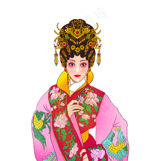 粤剧美女国潮风手绘