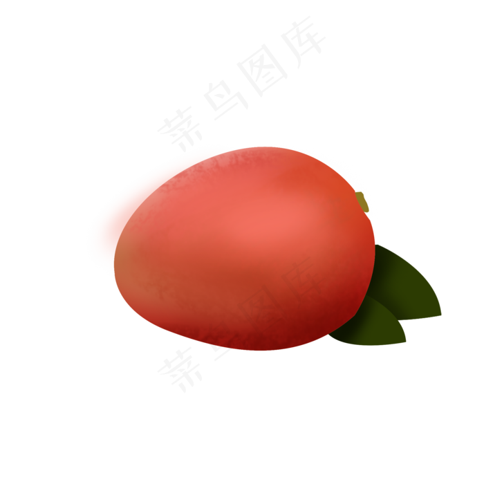 红色手绘写实精致大芒果psd透(2000X2000(DPI:72))psd模版下载