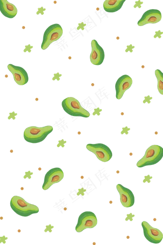 扁平风通用平铺牛油果,免抠元素