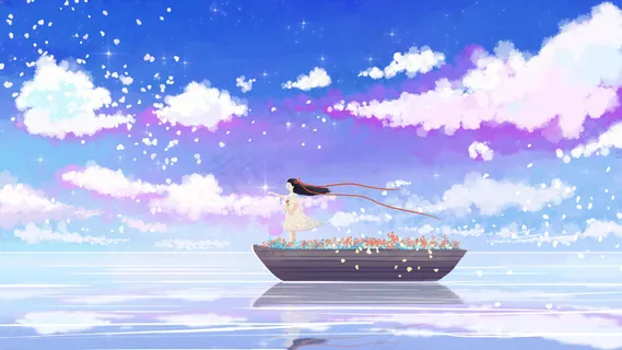 夏日小船上天空唯美治愈系