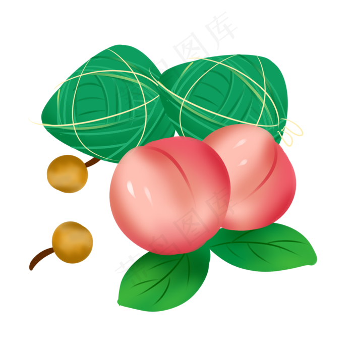 端午节手绘粽子桃子小清新装饰图(2000X2000(DPI:96))psd模版下载