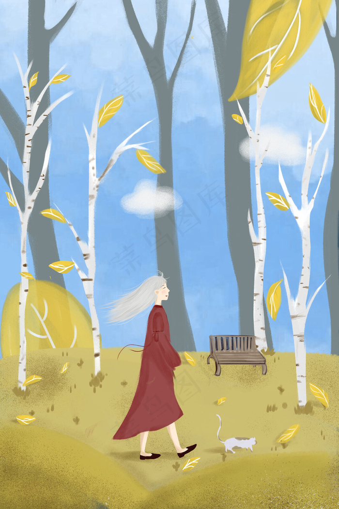 秋分手绘创意插画