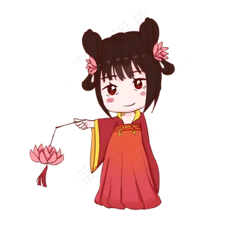 元宵节手拿花灯汤圆女孩系列插图,免抠元素