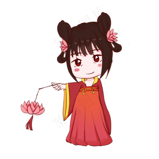 元宵节手拿花灯汤圆女孩系列插图,免抠元素