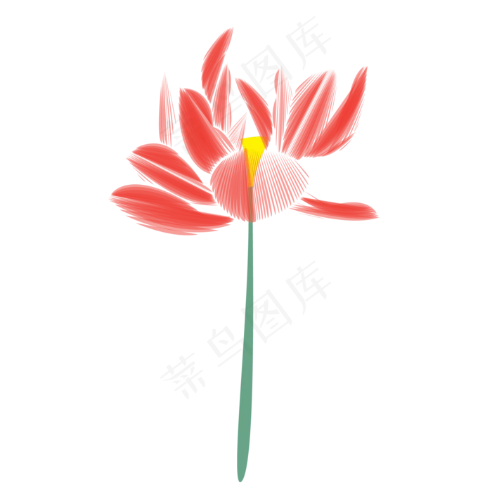 一朵红色的卡通莲花免抠(2063X2063(DPI:300))psd模版下载