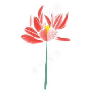 一朵红色的卡通莲花免抠