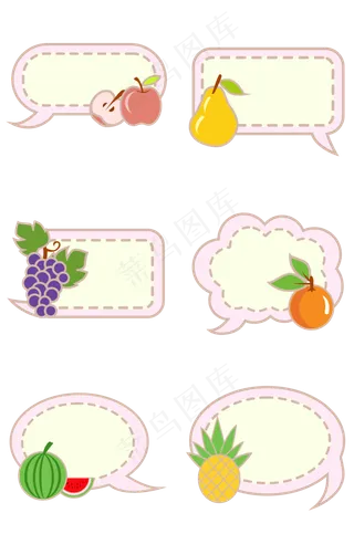 问题框思考气泡可爱水果装饰泡泡