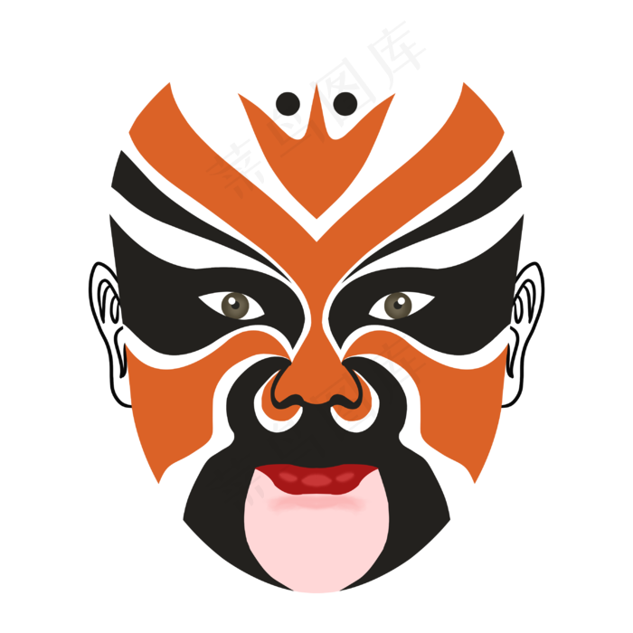 中国风橘色京剧脸谱(3000X3000(DPI:300))psd模版下载