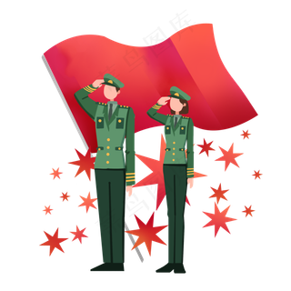 扁平敬礼军人,免抠元素