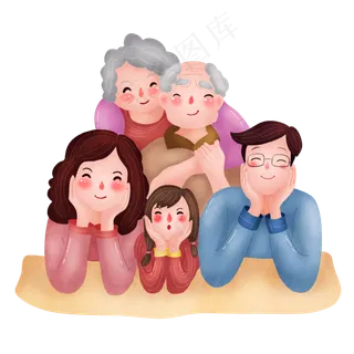 手绘一家团圆png图,免抠元素