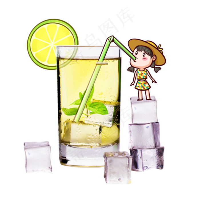 夏季冷饮创意合成