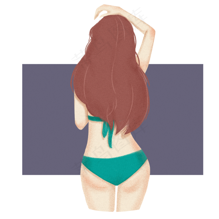 大暑小暑清凉消暑卡通女孩泳装(2000X2000(DPI:300))psd模版下载
