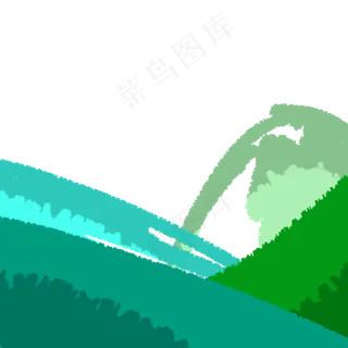 卡通绿色山丘PNG下载