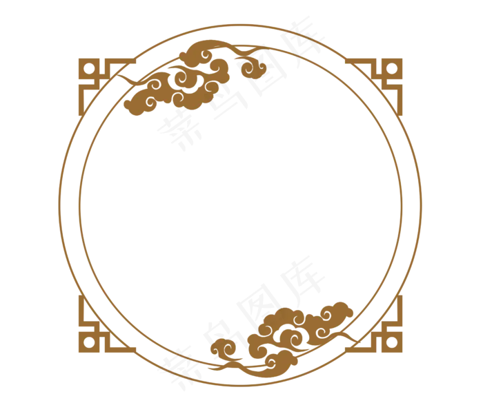 中国风矢量圆形边框,免抠元素