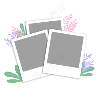 手绘小清新植物照片边框,免抠元素