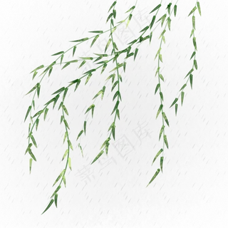春风吹柳树飘手绘装饰,免抠元素