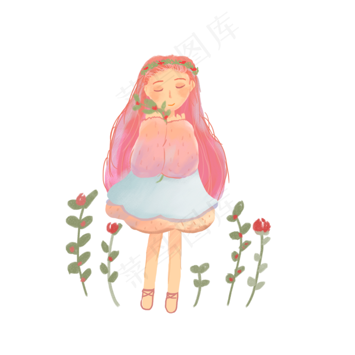 处暑少女插画元素少女青春女孩商