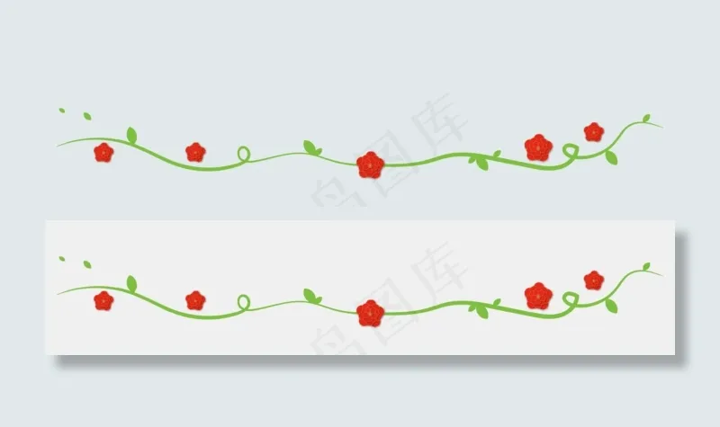 红色五瓣花花藤分割线(3544*761px 300 dpi )ai矢量模版下载