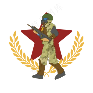 简约扁平卡通建军节解放军战士特