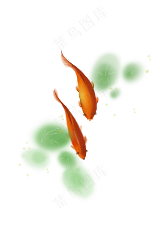 中国水墨红色锦鲤,免抠元素