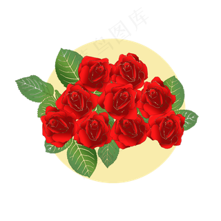 手绘玫瑰花元素红色玫瑰