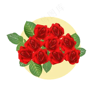 手绘玫瑰花元素红色玫瑰
