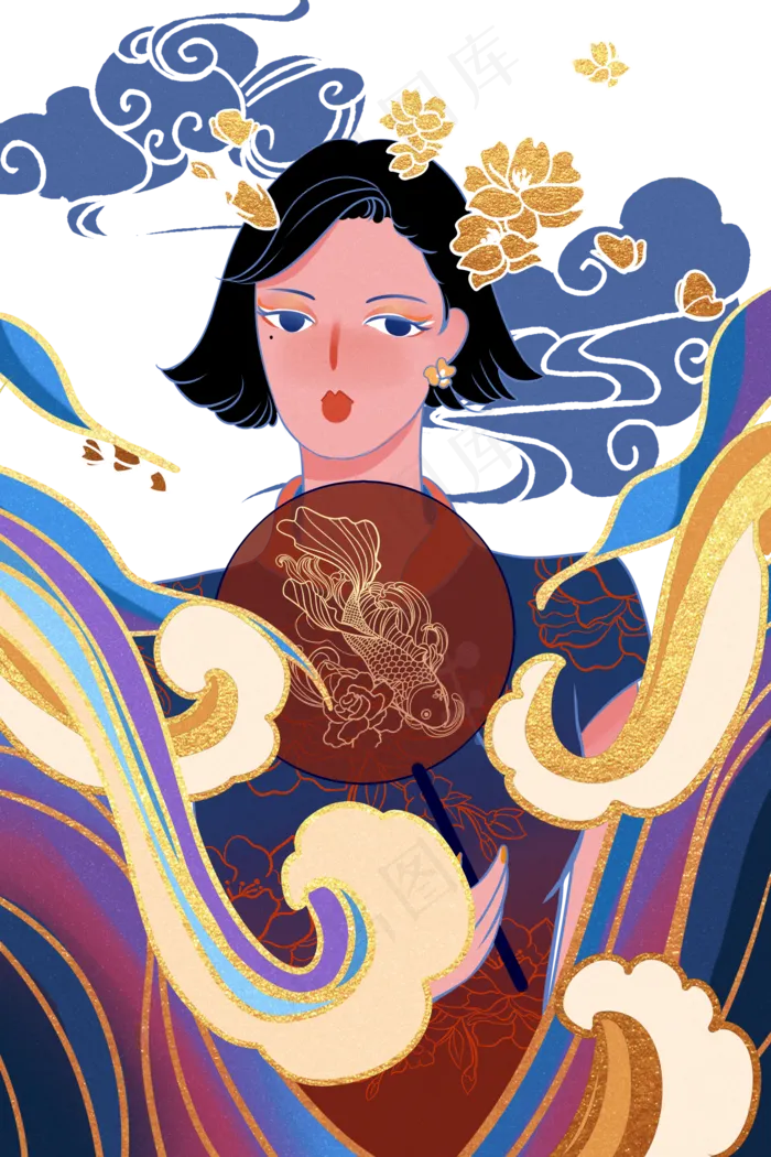 国潮时尚少女,免抠元素