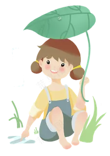 谷雨拿着荷叶的女孩 谷雨拿着荷叶的女孩