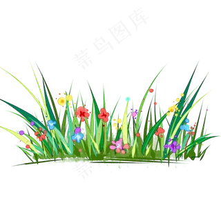 水彩绘花园草地矢量