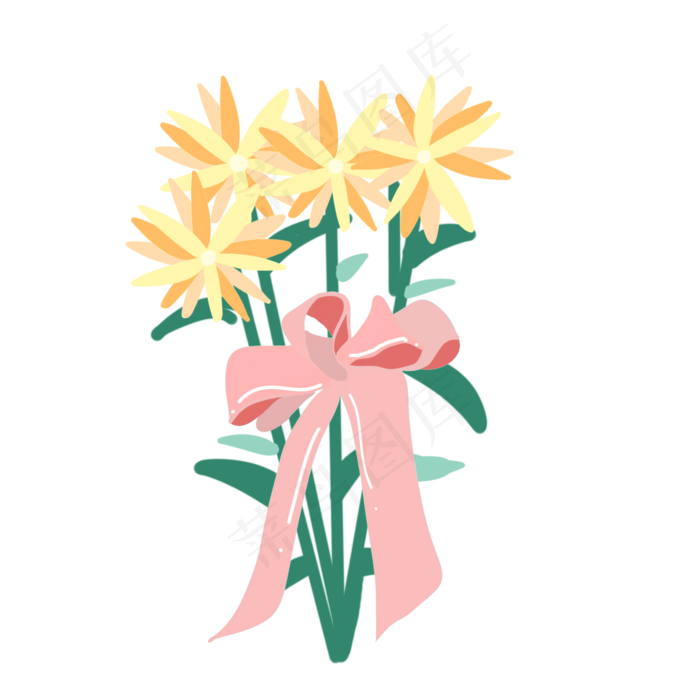 黄色蝴蝶结花束(2000X2000(DPI:300))psd模版下载