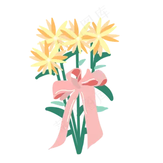 黄色蝴蝶结花束