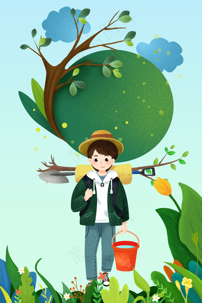 简约自然小清新植树节H5图