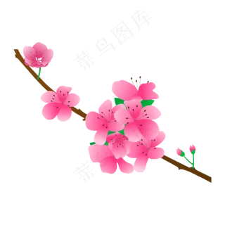 卡通免扣粉色花朵