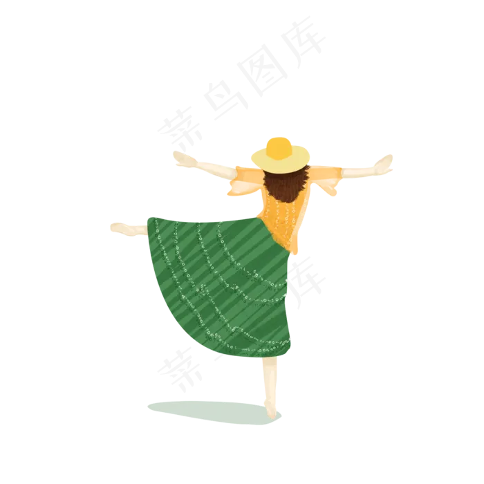 跳舞女孩背影元素,免抠元素