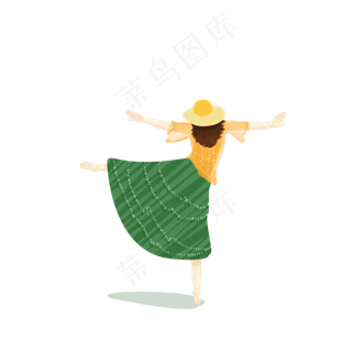 跳舞女孩背影元素,免抠元素