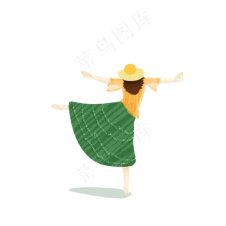 跳舞女孩背影元素,免抠元素